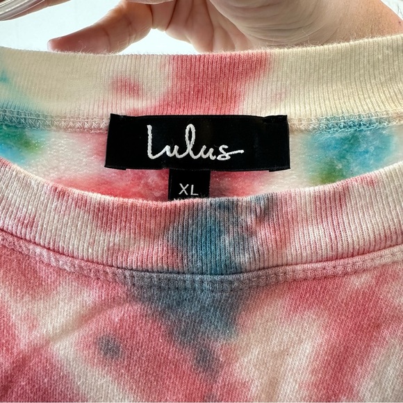 Lulus XL Crop Rainbow Tie Dye Sunburst Sweatshirt 🔥 - Picture 3 of 5